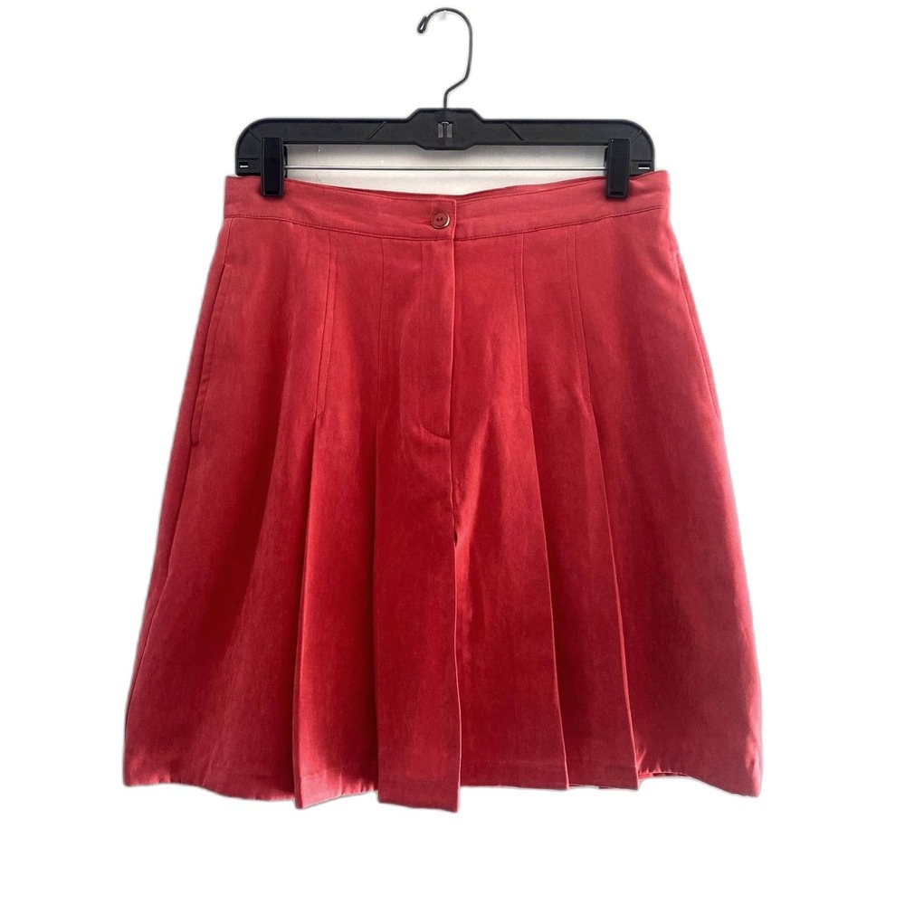Vintage Sportfolio by Marcia Pleated Culotte Shorts Red Microfiber Sueded Size 8